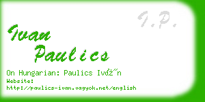 ivan paulics business card